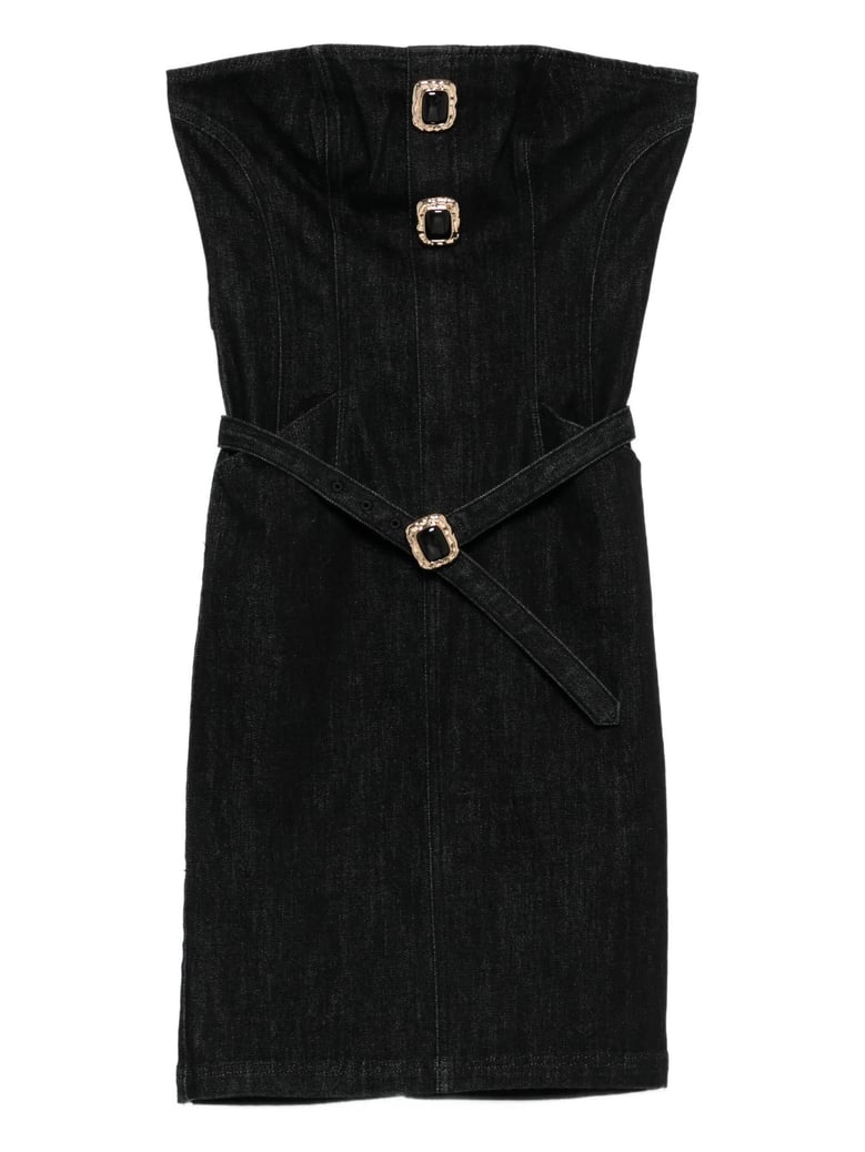 denim bandeau midi dress by Selfnex