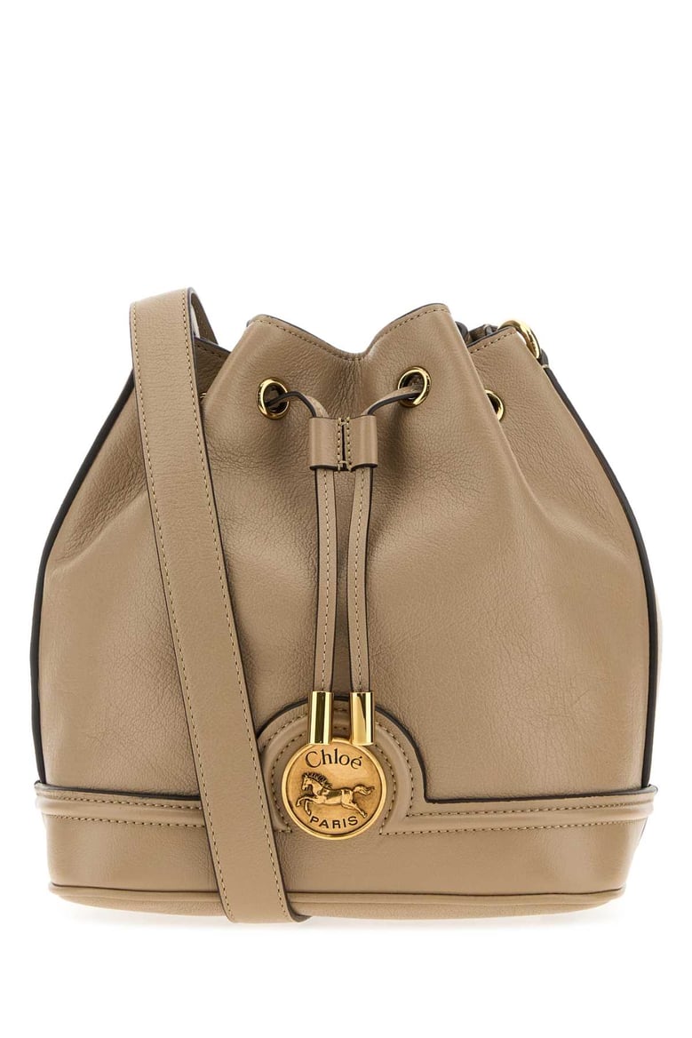 cappuccino leather bucket bag by Selfnex