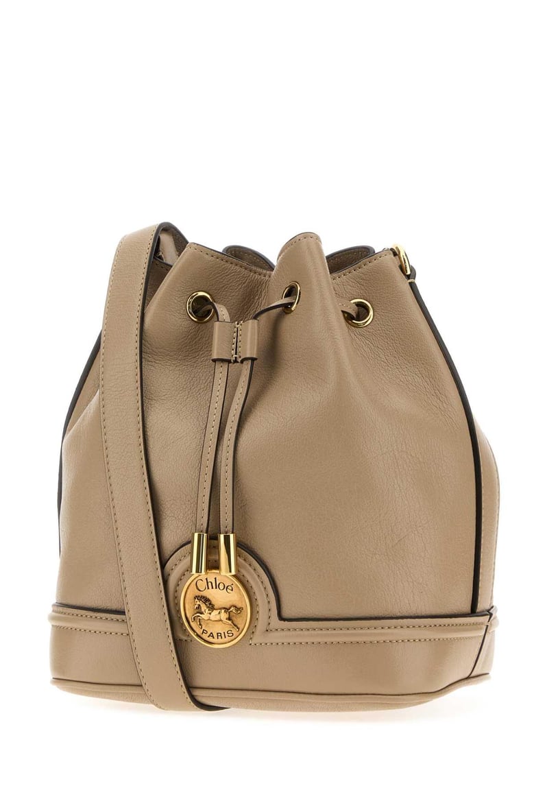 cappuccino leather bucket bag by Selfnex