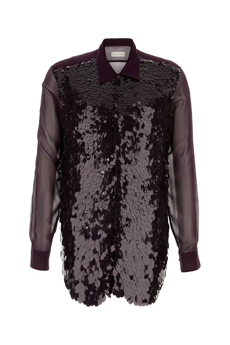 purple crepe curles shirt by Selfnex