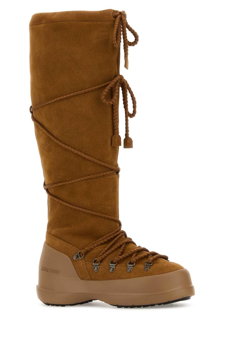 camel suede luna boots by Selfnex
