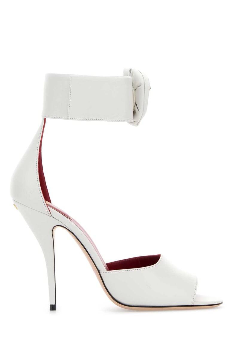 white leather drip rose sandals by Selfnex