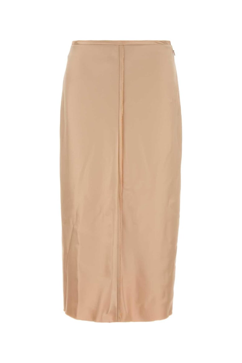 skin pink stretch satin skirt by Selfnex