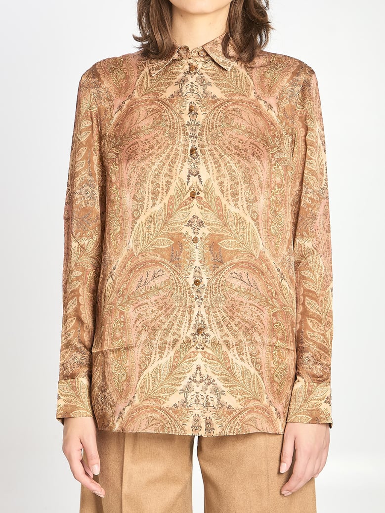 satin hypnotic printed silk shirt by Selfnex