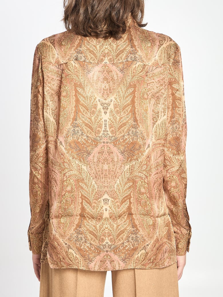 satin hypnotic printed silk shirt by Selfnex