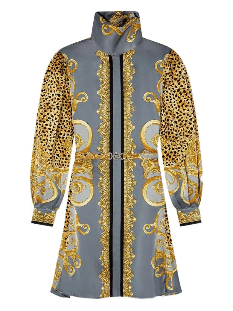 dress cheetah foulard on silk crepe satin lw by Selfnex