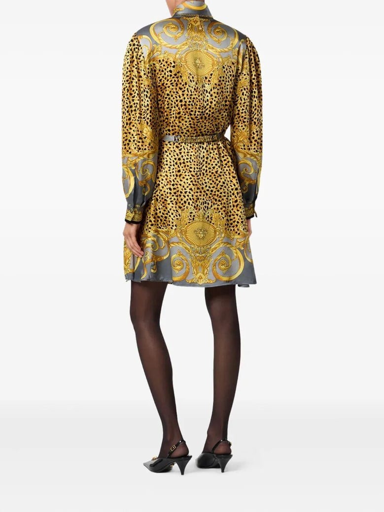 dress cheetah foulard on silk crepe satin lw by Selfnex