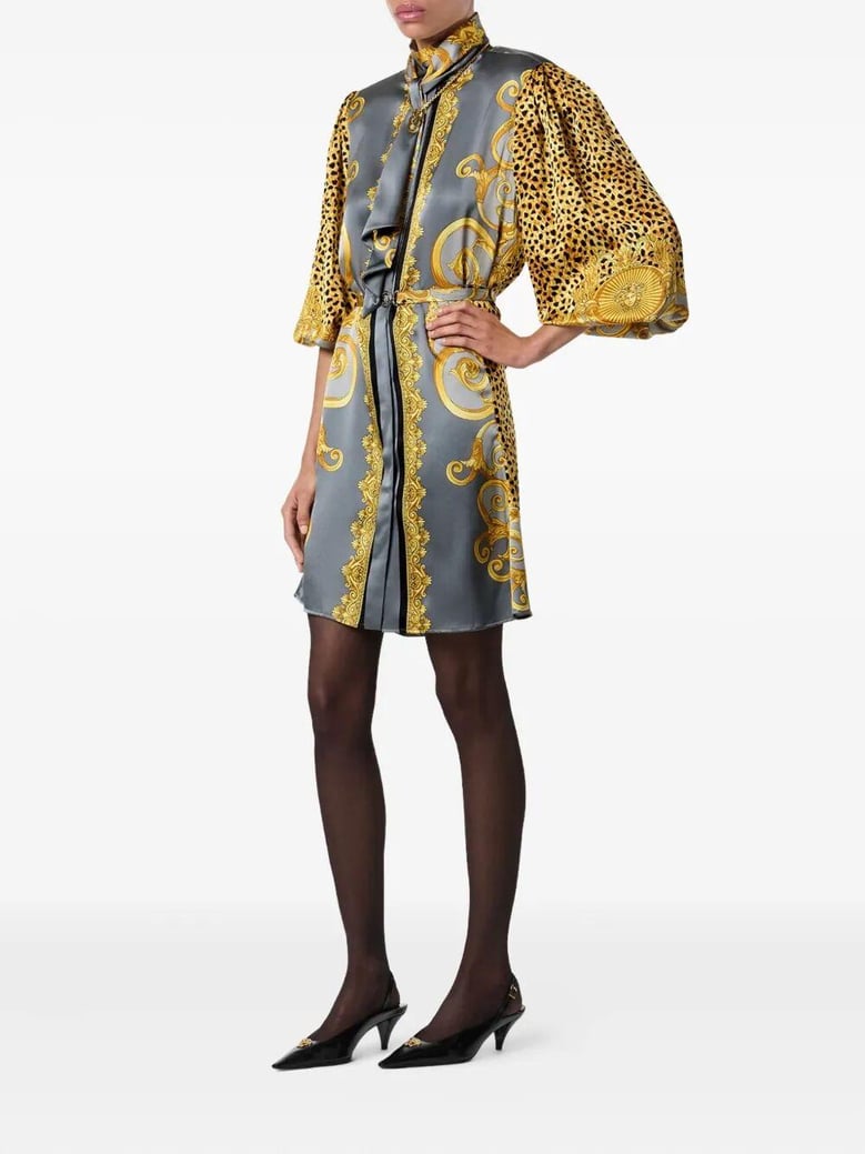 dress cheetah foulard on silk crepe satin lw by Selfnex