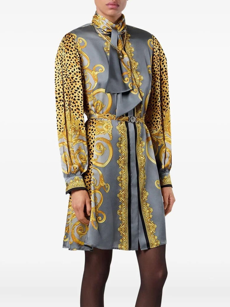 dress cheetah foulard on silk crepe satin lw by Selfnex