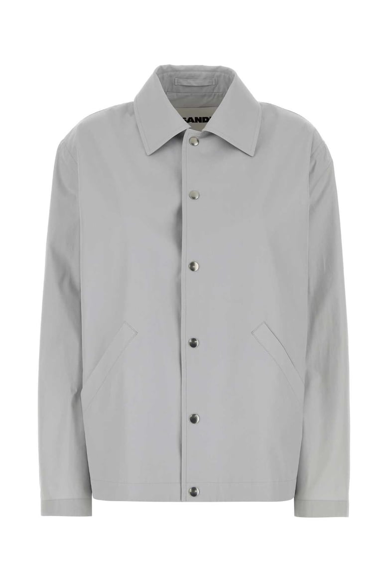 light grey cotton taffeta jacket with logo by Selfnex