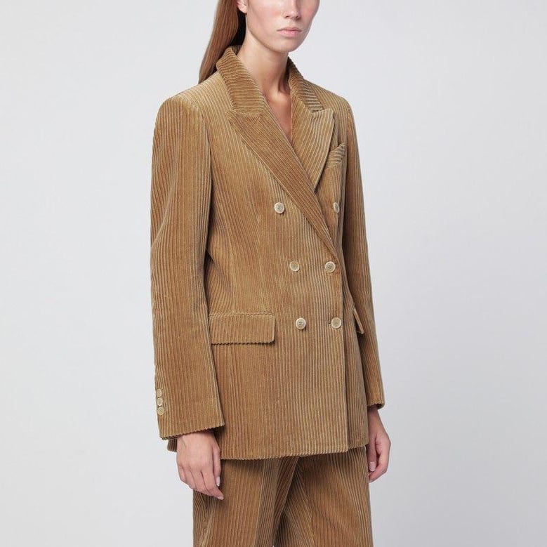 camel-coloured ribbed velvet jacket by Selfnex