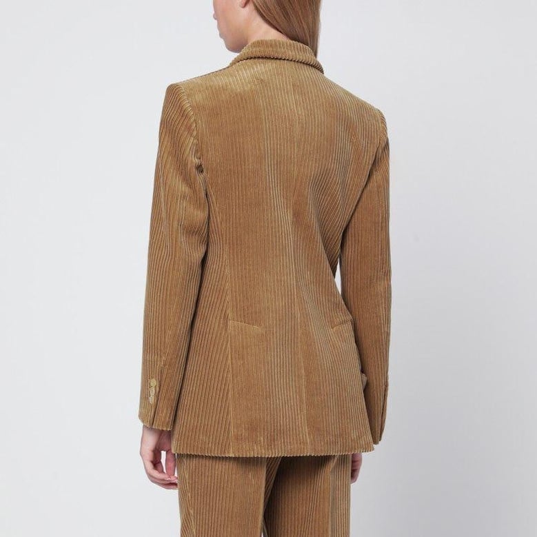 camel-coloured ribbed velvet jacket by Selfnex