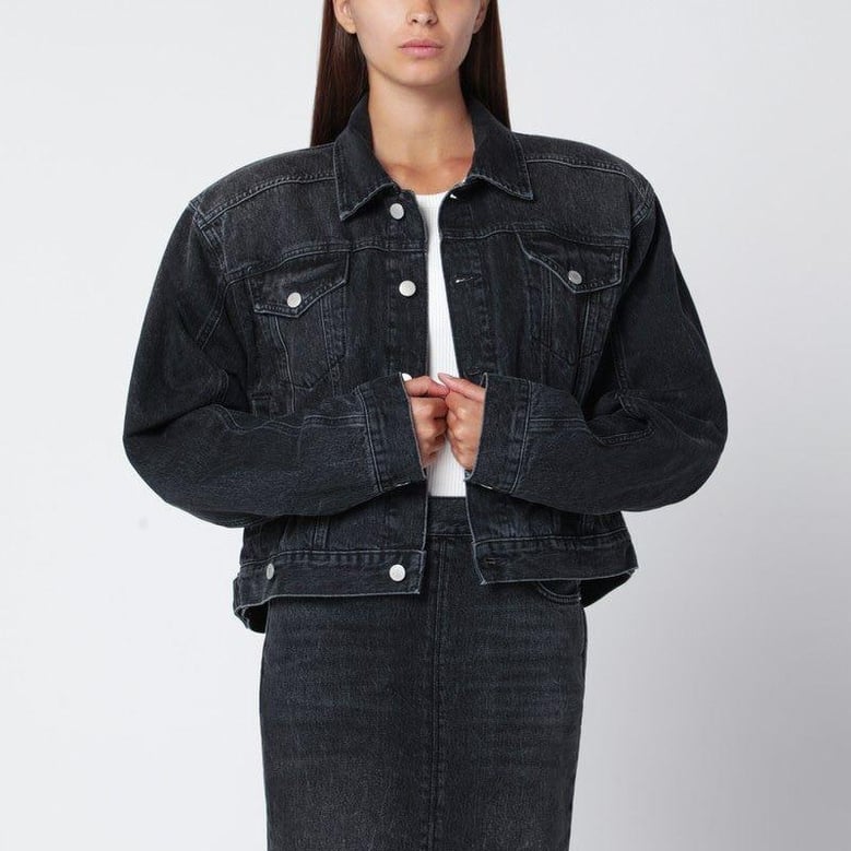 black washed-effect renee denim jacket by Selfnex