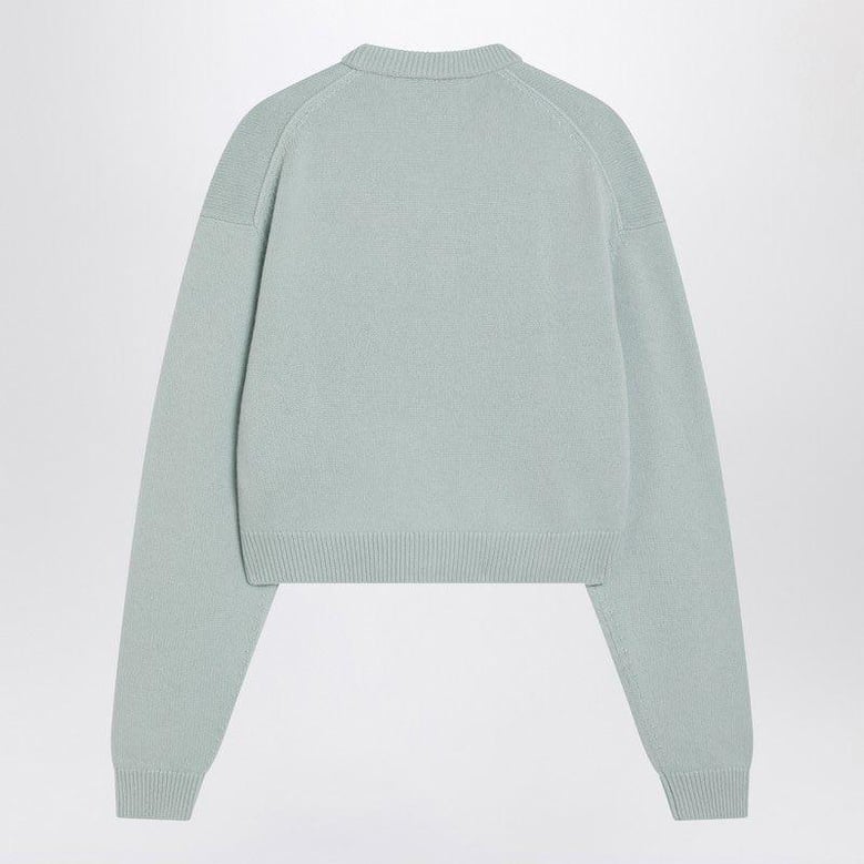 faded mint wool v-neck sweater by Selfnex