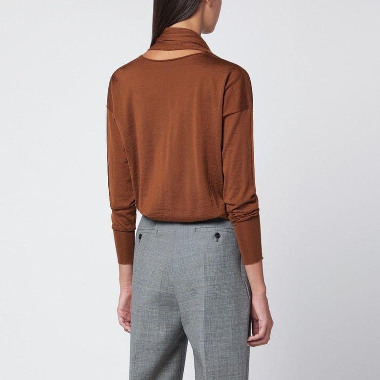 hazelnut-coloured sweater with scarf by Selfnex