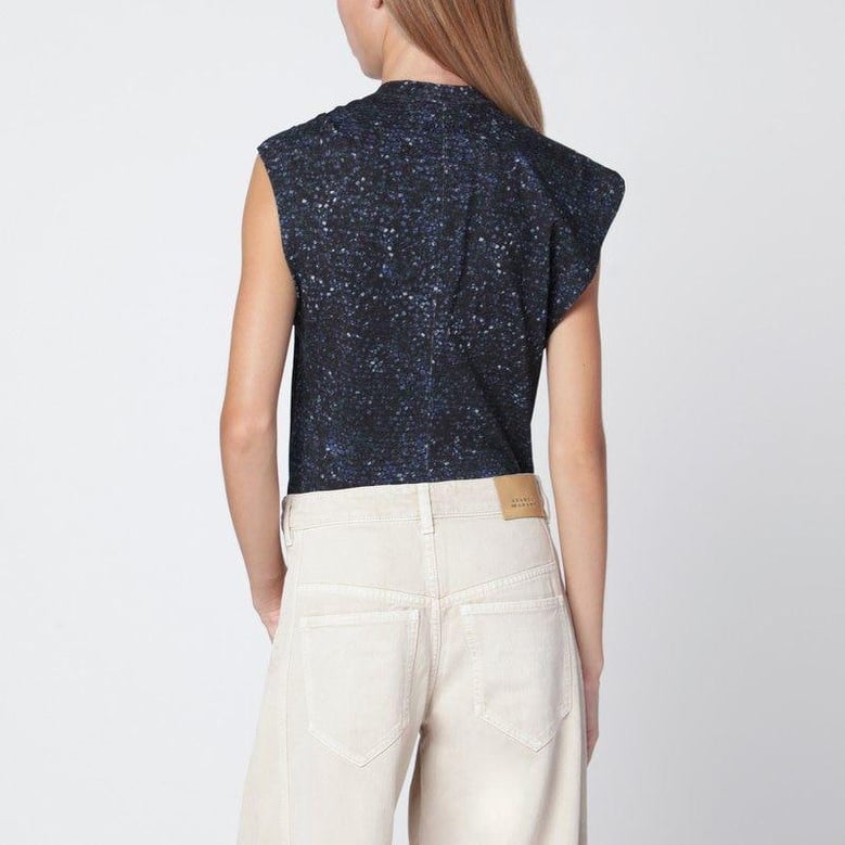 nayda asymmetrical t-shirt with midnight blue print by Selfnex