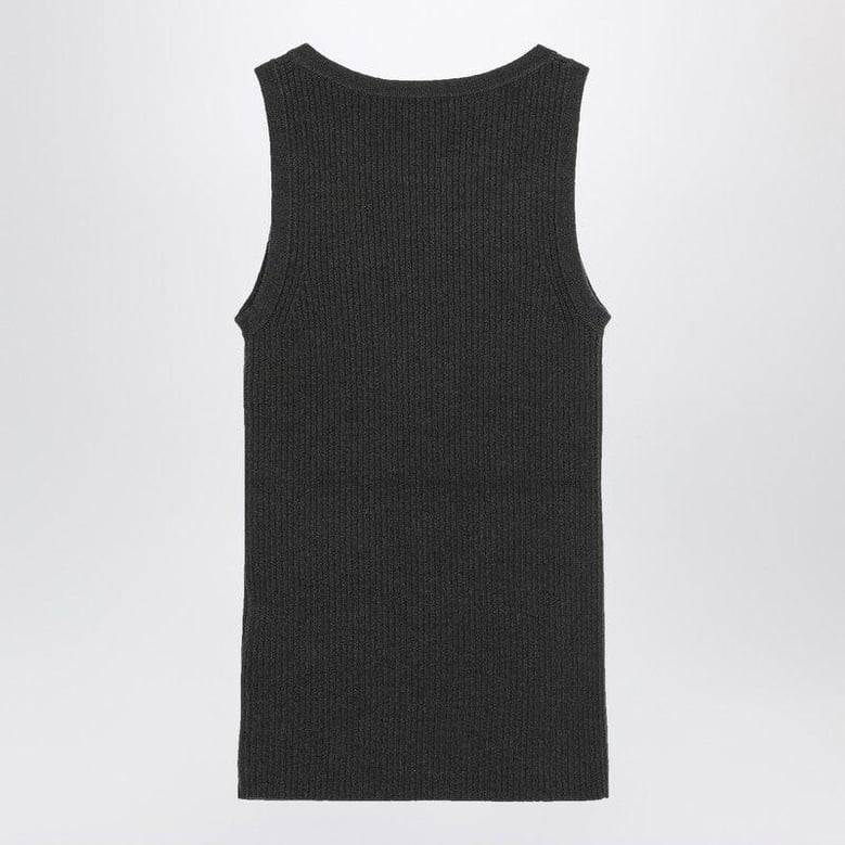 green ribbed tank top in wool and cashmere by Selfnex