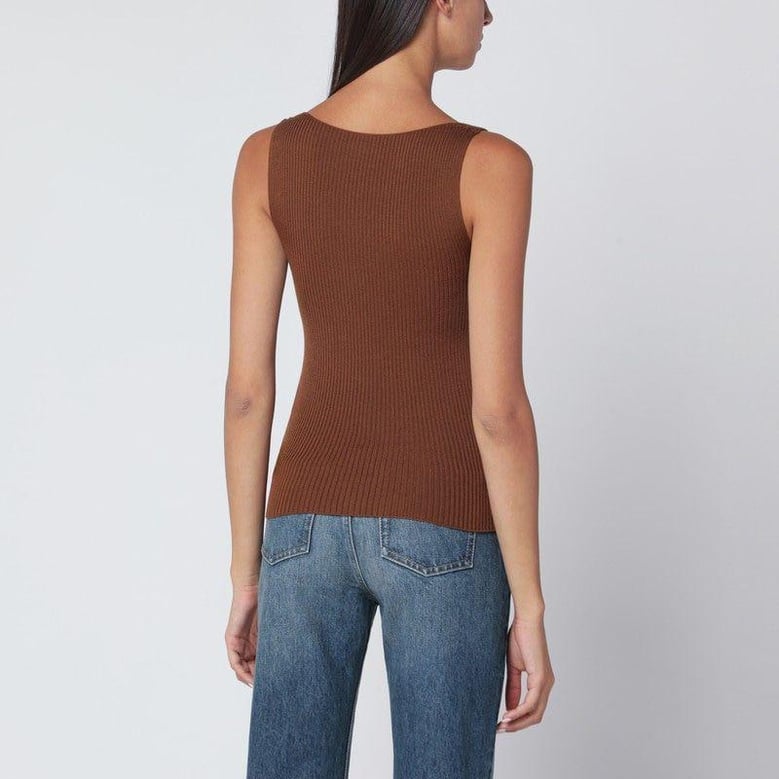 tobacco-coloured wool tank top by Selfnex
