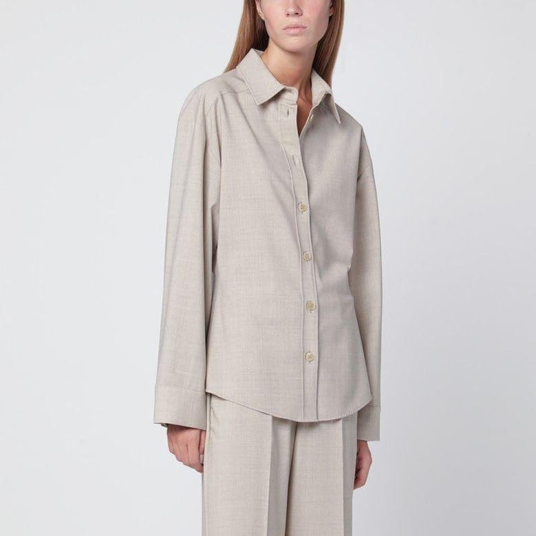 stucco-coloured wool shirt by Selfnex