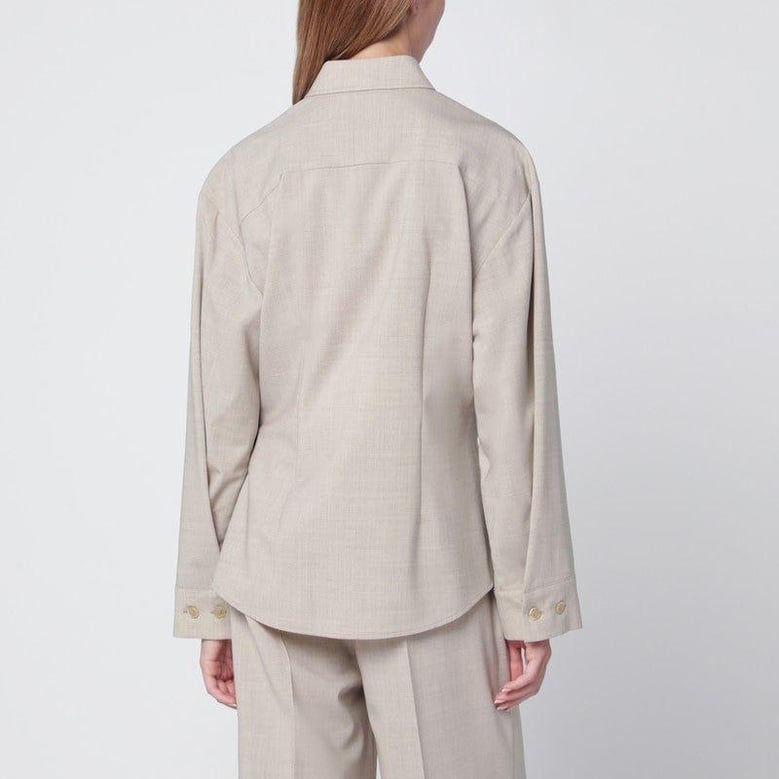 stucco-coloured wool shirt by Selfnex