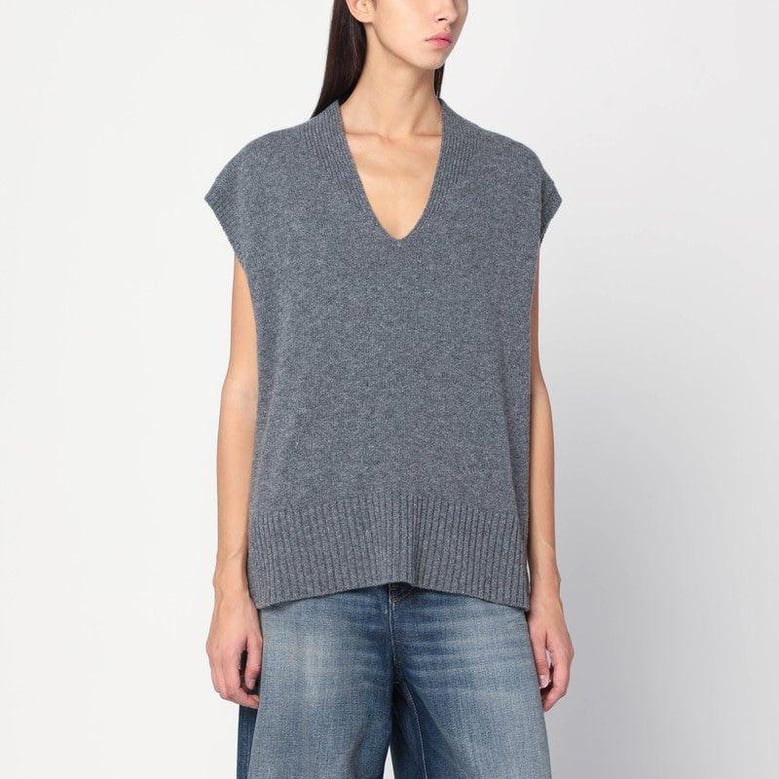 oversized grey wool vest by Selfnex