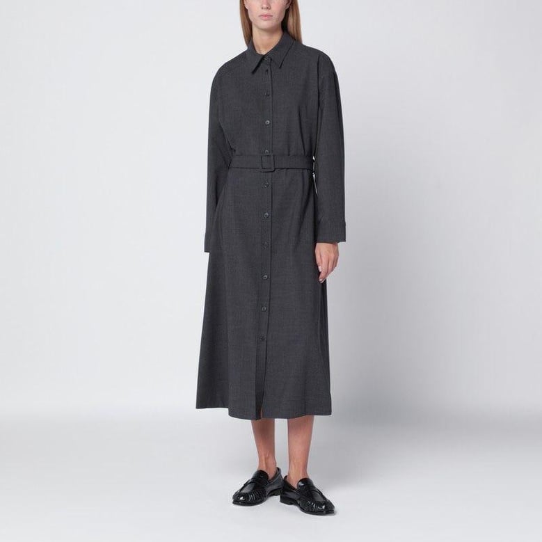anthracite grey belted shirt dress by Selfnex