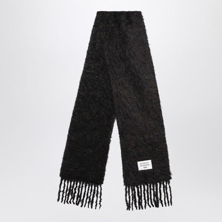 black wool scarf with logo by Selfnex