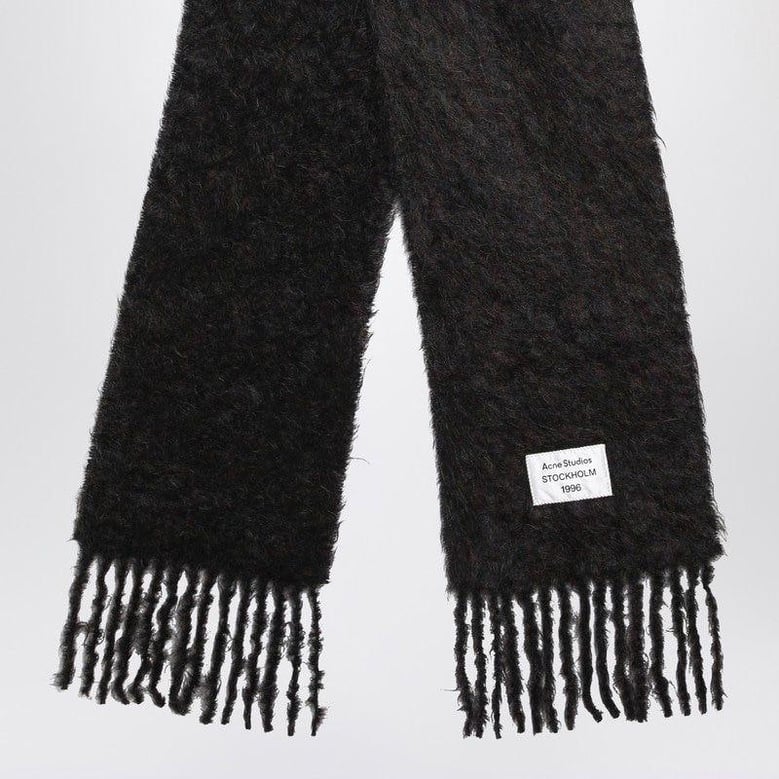black wool scarf with logo by Selfnex