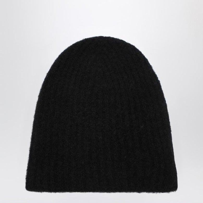black cashmere ribbed beanie by Selfnex