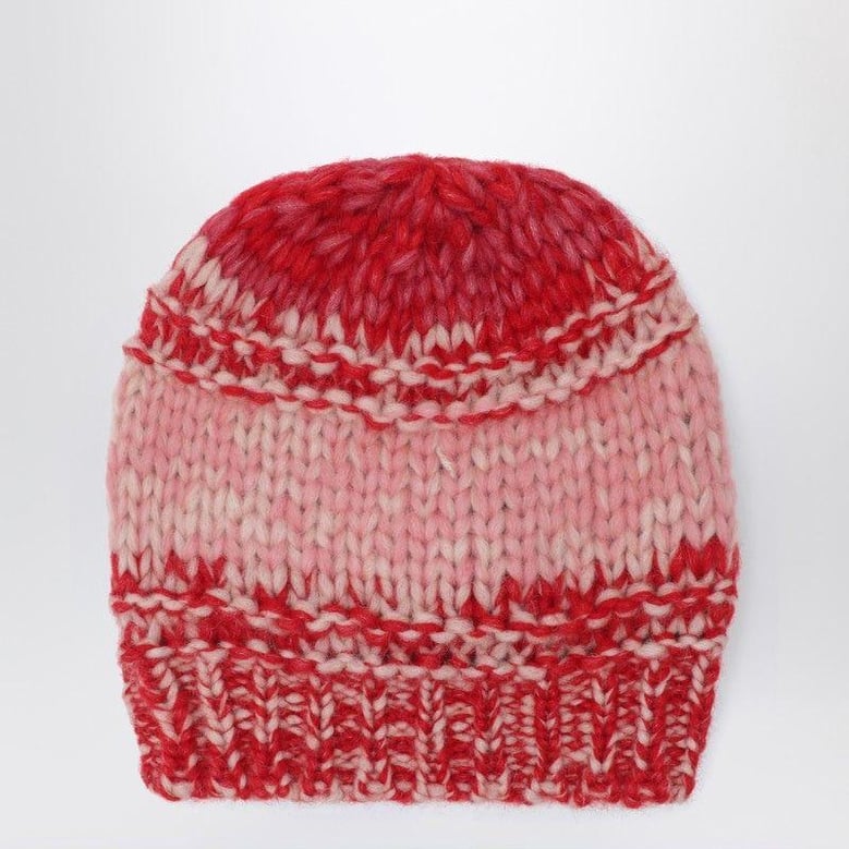 red/pink mouliné-effect beanie by Selfnex