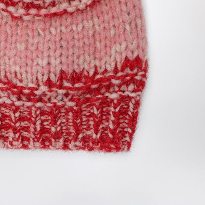 red/pink mouliné-effect beanie by Selfnex