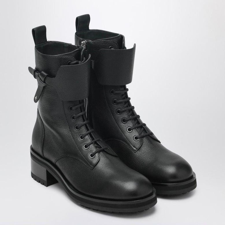 rosabel flat black leather ankle boots by Selfnex
