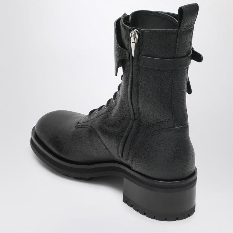rosabel flat black leather ankle boots by Selfnex