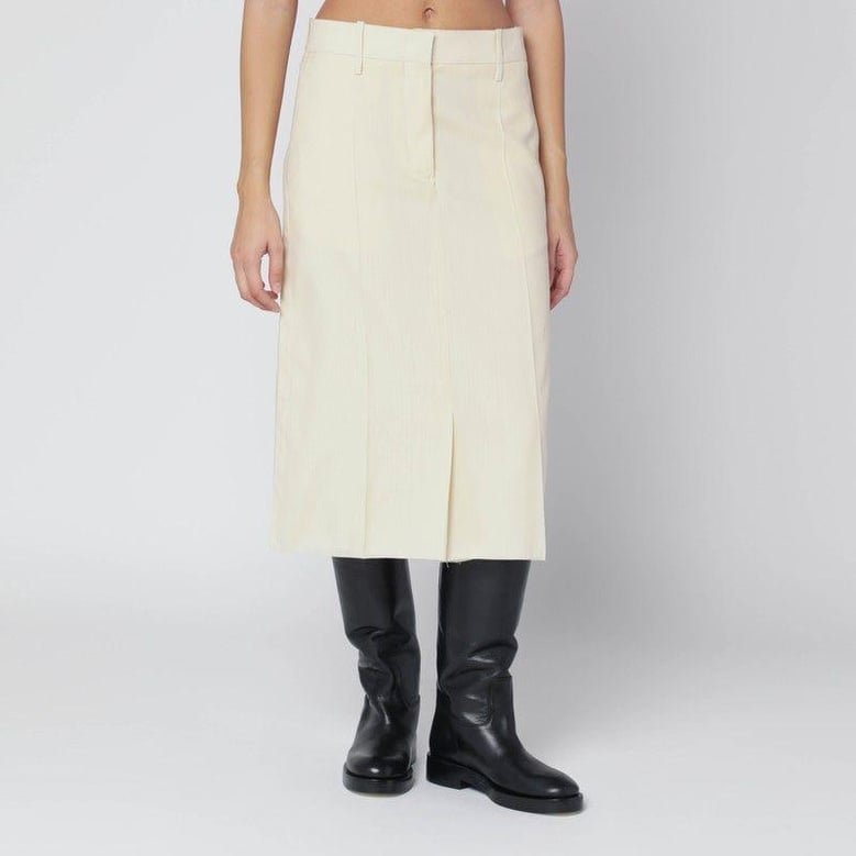 vanilla-coloured wool skirt by Selfnex