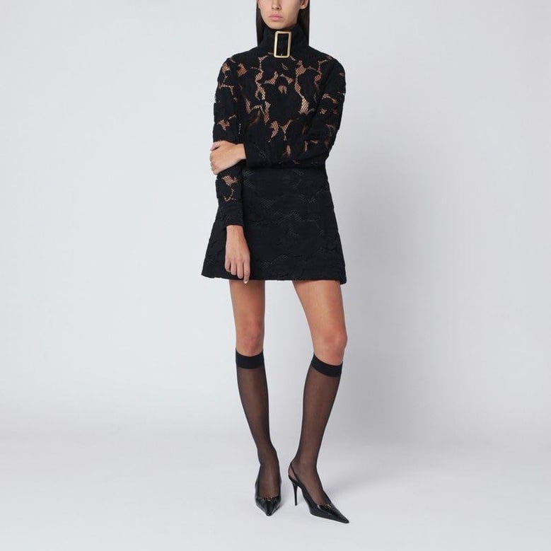 black mini dress with buckle collar by Selfnex