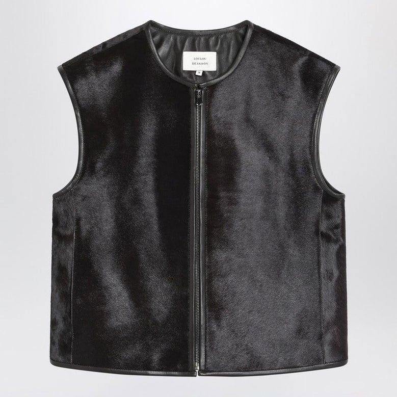 brown ampas vest in pony-effect leather by Selfnex
