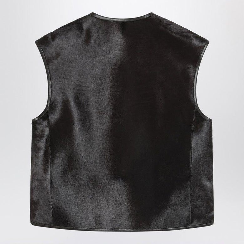 brown ampas vest in pony-effect leather by Selfnex