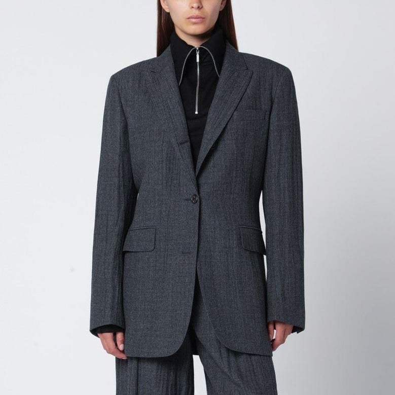 grey wool-blend single-breasted jacket by Selfnex
