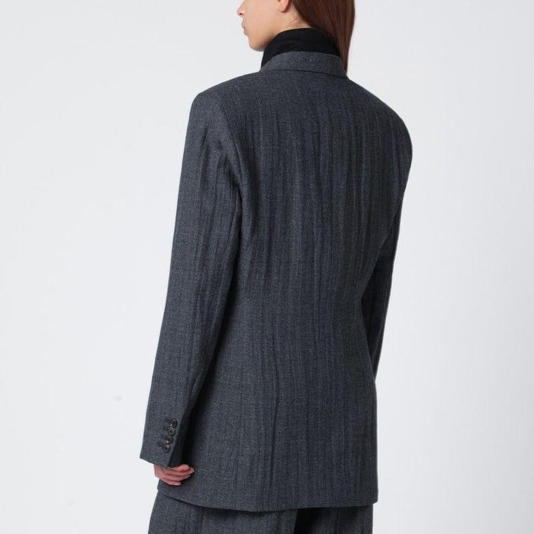 grey wool-blend single-breasted jacket by Selfnex