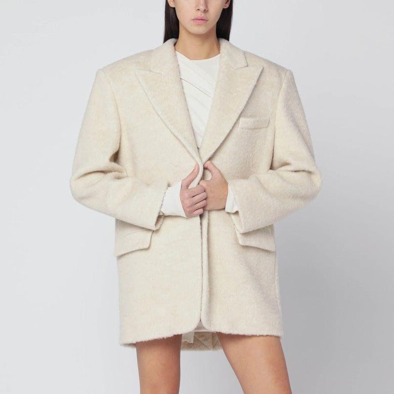 oversized ivory jacket in wool blend by Selfnex