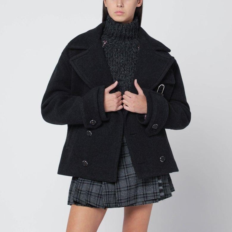 dark grey mélange wool coat by Selfnex