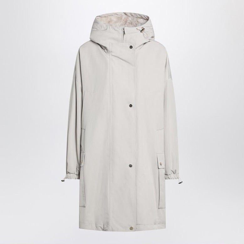 light beige cotton blend parka by Selfnex