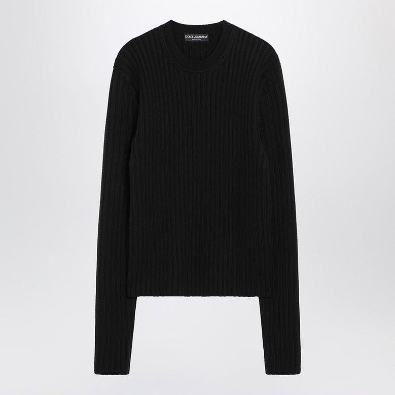 black ribbed wool sweater by Selfnex
