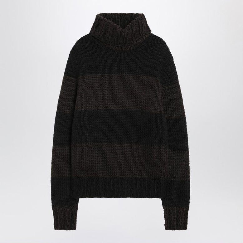 striped wool-blend turtleneck sweater by Selfnex