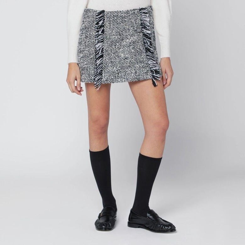 black/white patterned wool-blend mini skirt by Selfnex