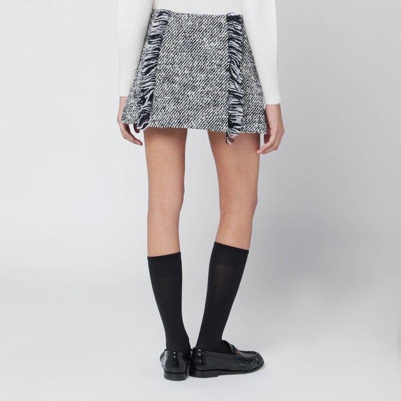 black/white patterned wool-blend mini skirt by Selfnex