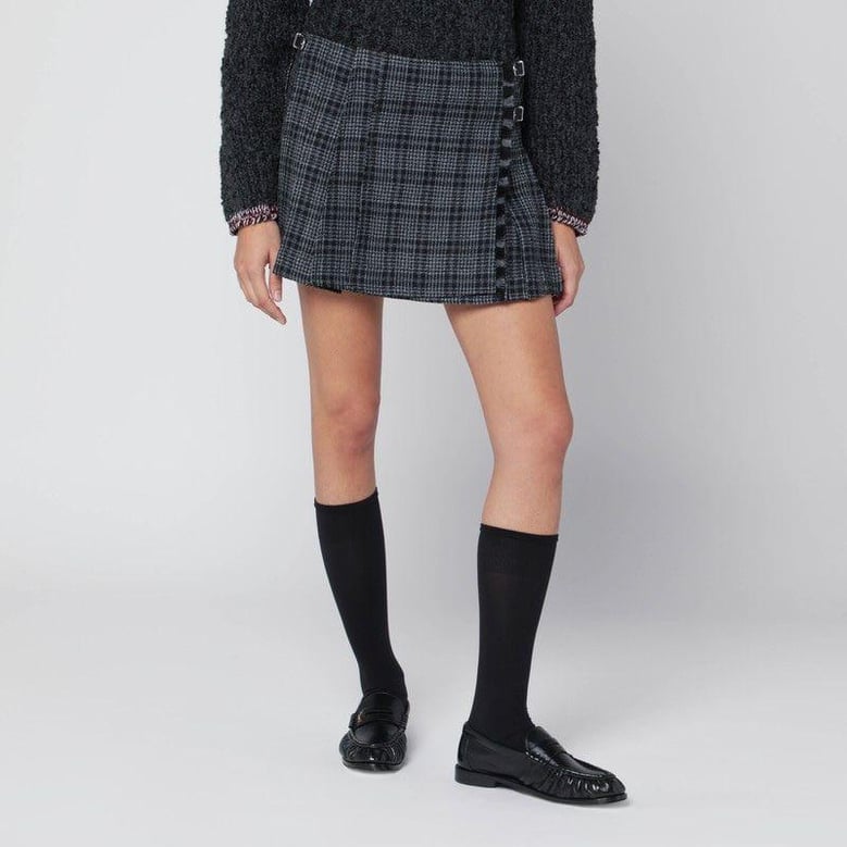 black/white check kilt mini skirt by Selfnex