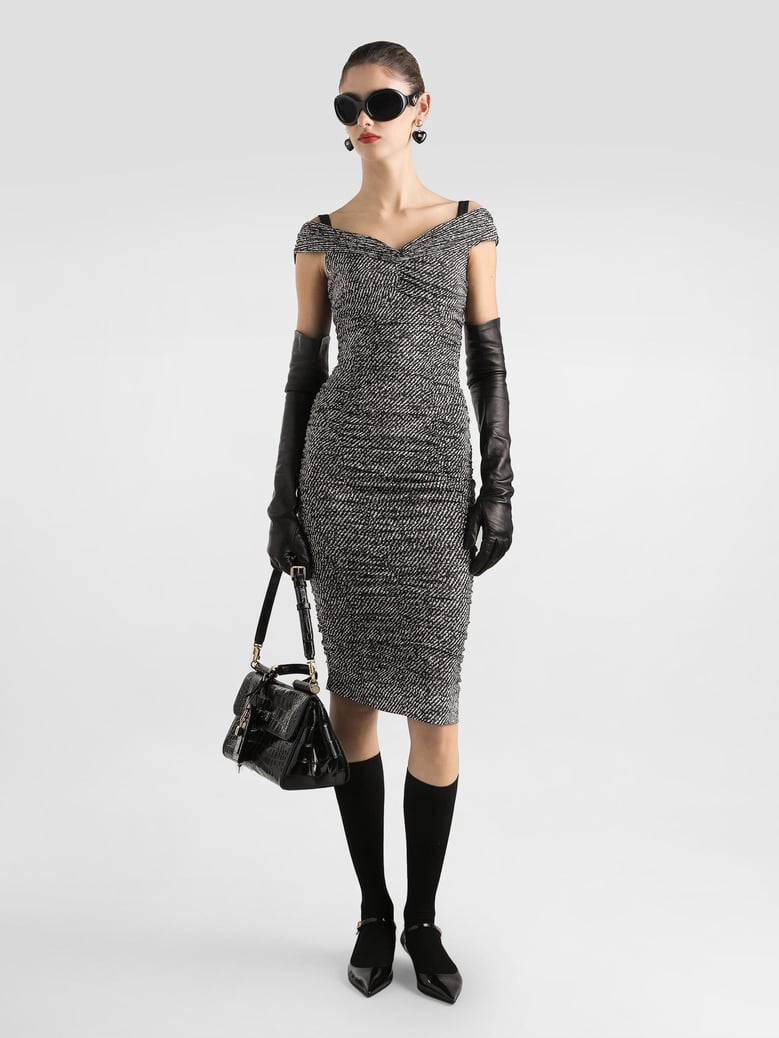 diagonal print dress in silk blend by Selfnex