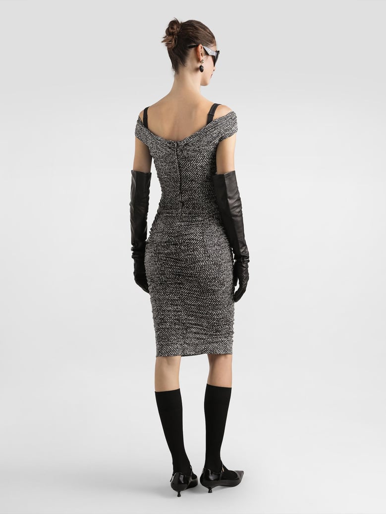 diagonal print dress in silk blend by Selfnex