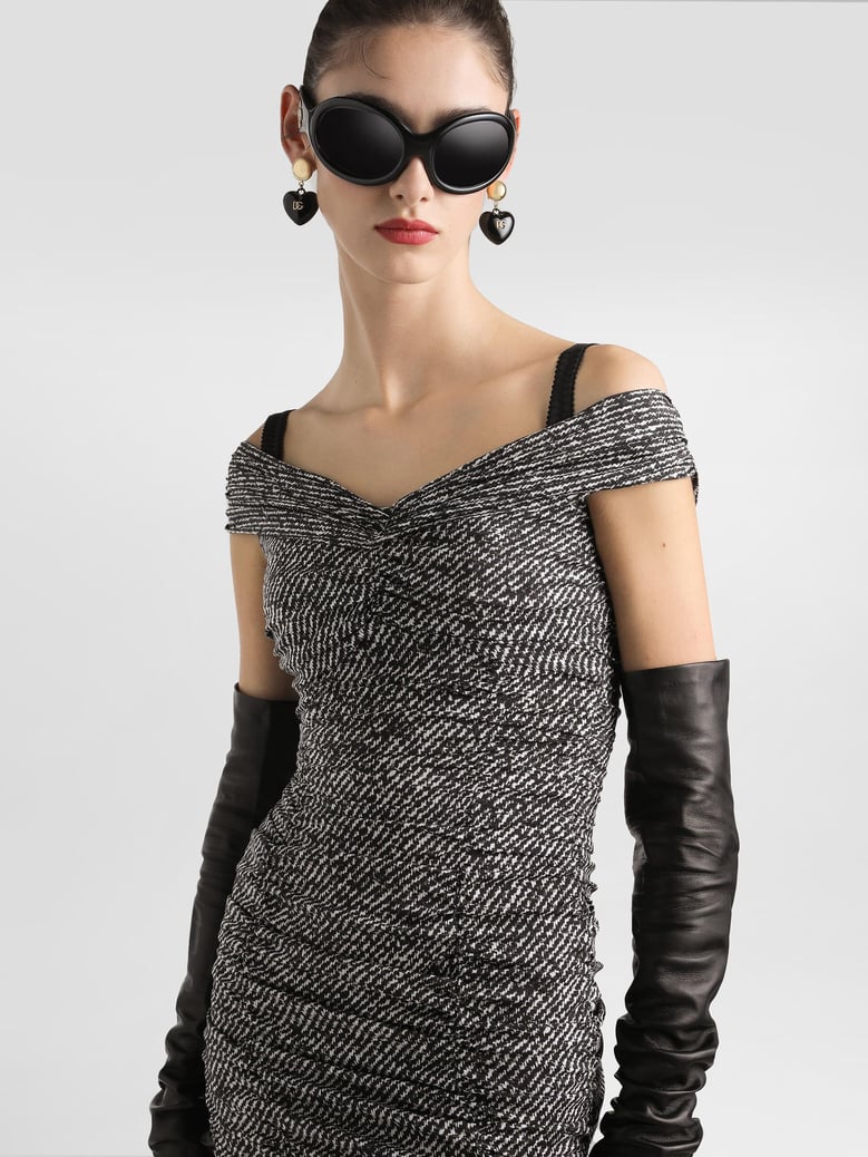 diagonal print dress in silk blend by Selfnex